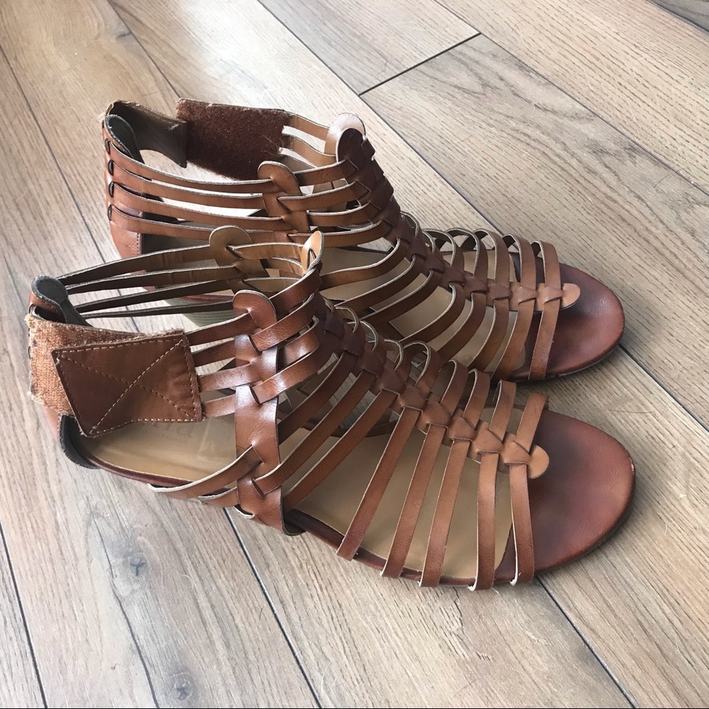a.n.a Lattice Strappy Sandals - Brown Sandal - 11
